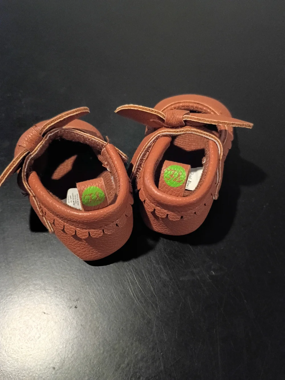 First Steps Baby Girls Cognac Faux Leather Mary Jane Bow Crib Shoes - Size 1